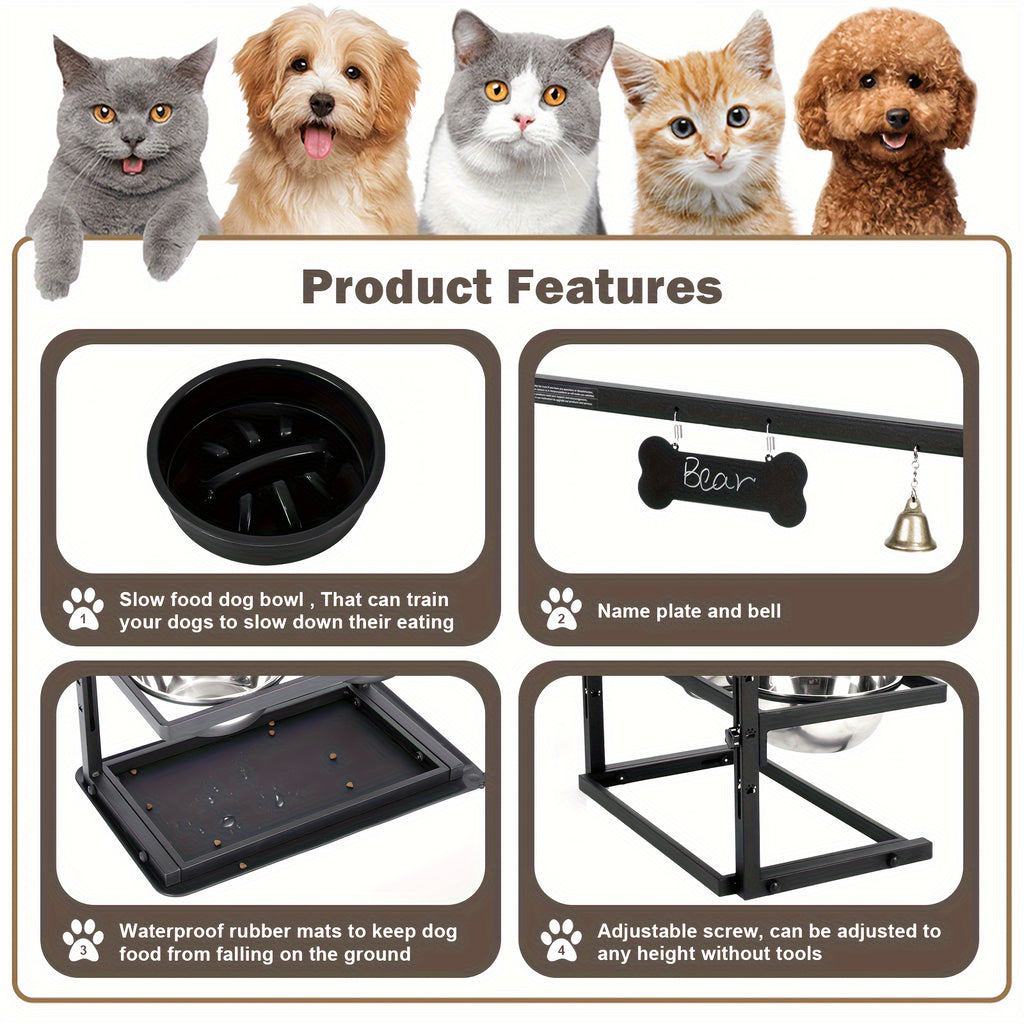 Elevated Dog Bowl With A Slow Feeder Dog Bowl