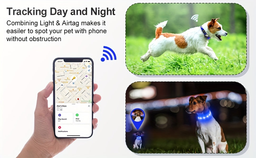 JOYTALE LED Dog Collar with AirTag Holder