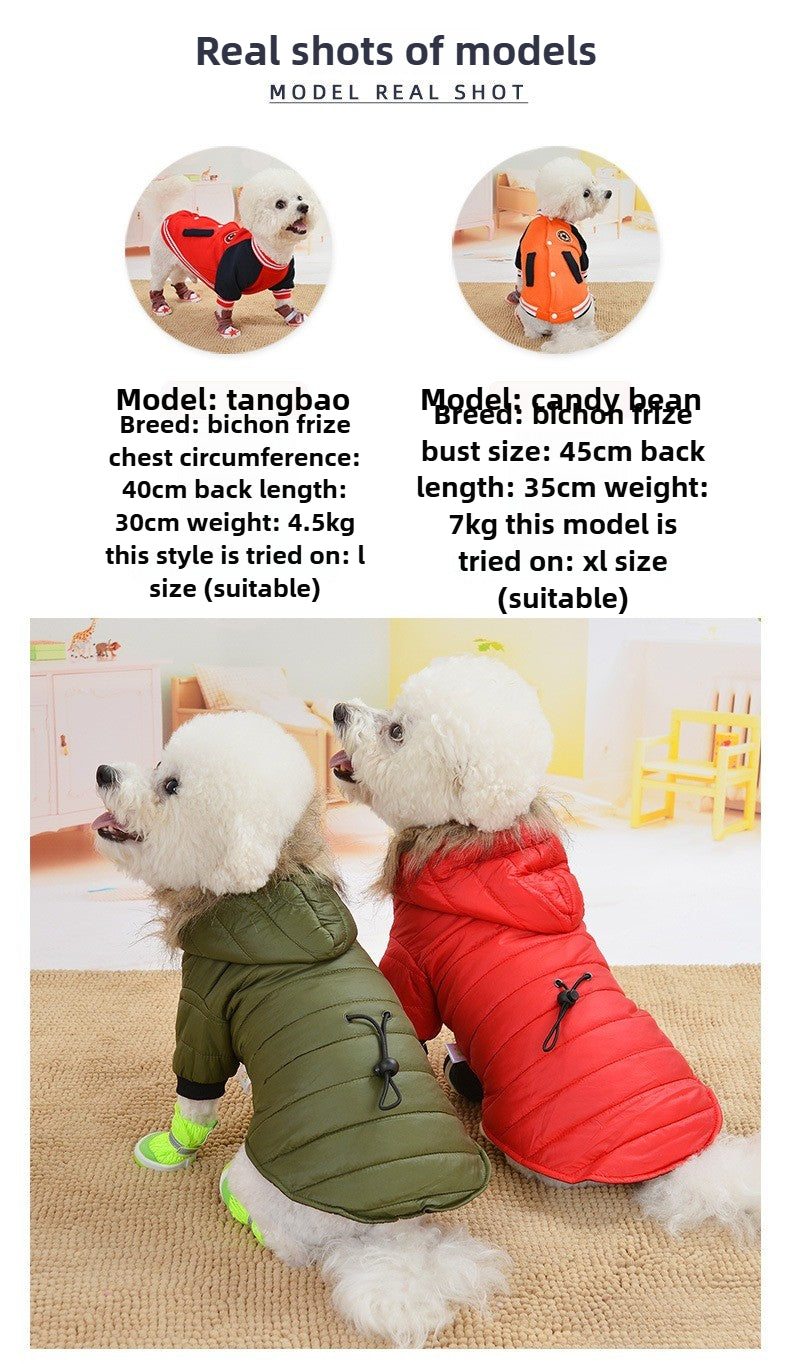 Winter Dog Coat with Hood & Fur Collar