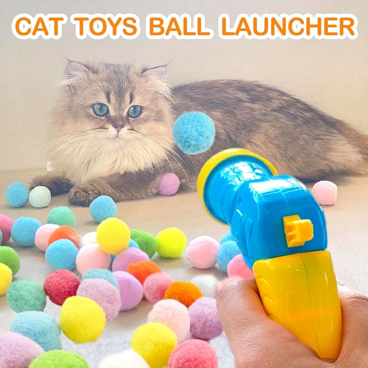 31pcs Cat Ball Toy Launcher Gun