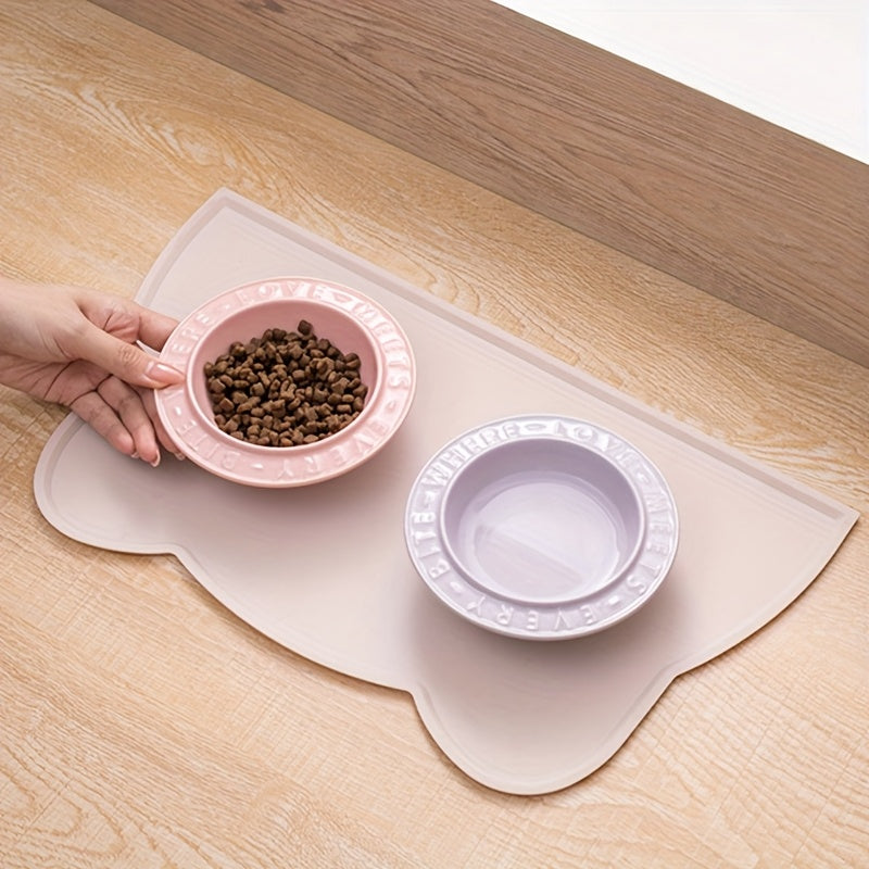 1pc Spill-Proof Pet Feeding Mat with Non-Slip Raised Edges