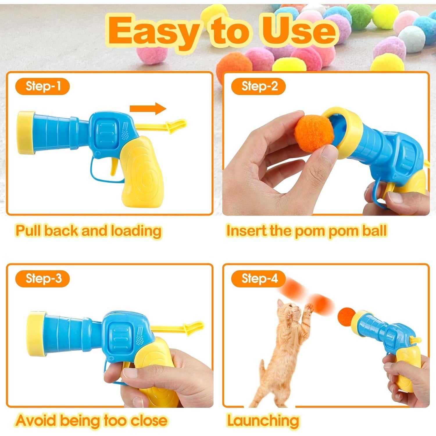 31pcs Cat Ball Toy Launcher Gun