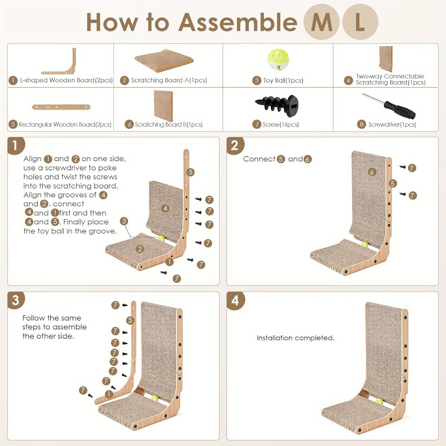 Large Vertical L Shape Cat Scratcher for Indoor Cats