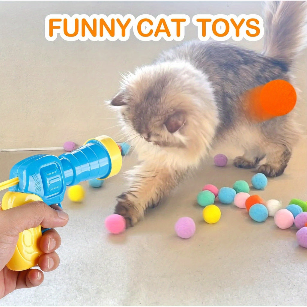31pcs Cat Ball Toy Launcher Gun