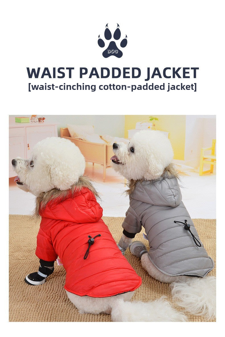 Winter Dog Coat with Hood & Fur Collar