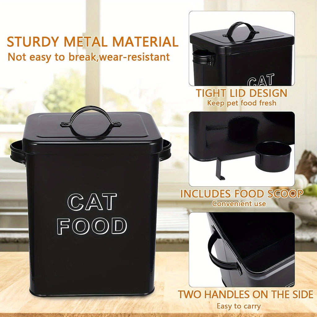 Cat Food Storage Box with Airtight Lid and Spoon