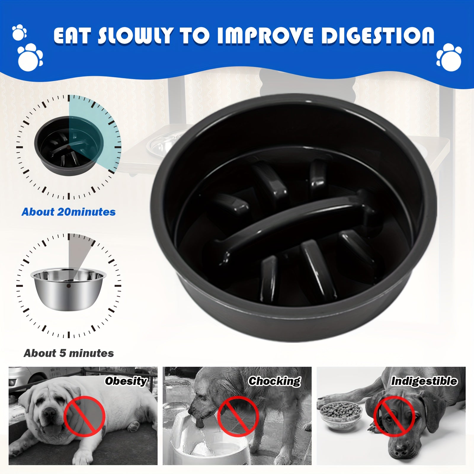 Elevated Dog Bowl With A Slow Feeder Dog Bowl