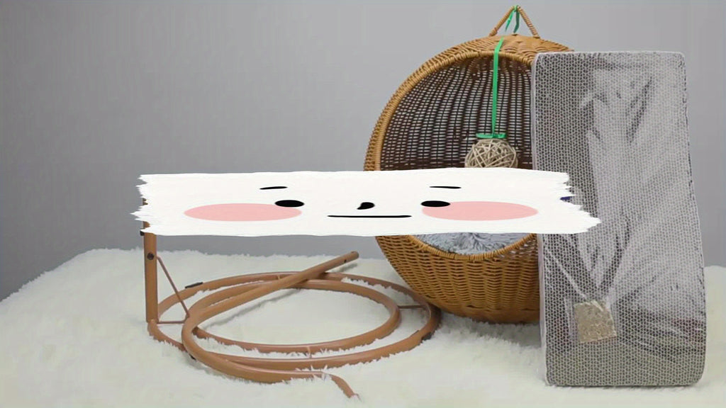 Vintage Style Rattan Woven Pet Hammock with Removable Cushion
