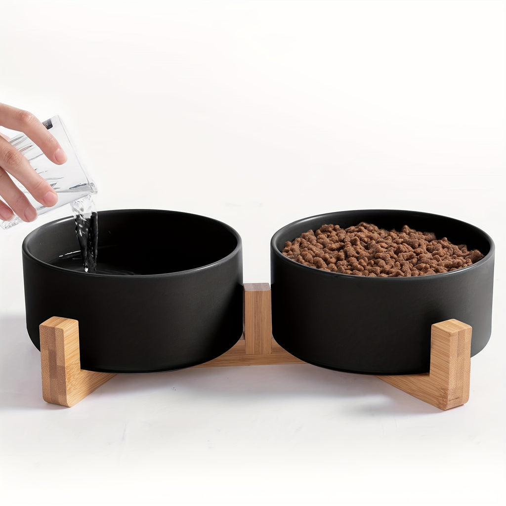 Non-Slip Ceramic Double Pet Food Bowl for Cats and Dogs