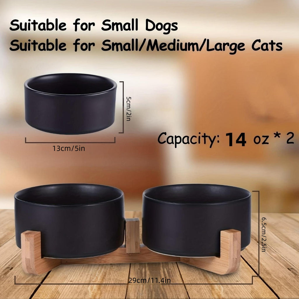 Non-Slip Ceramic Double Pet Food Bowl for Cats and Dogs