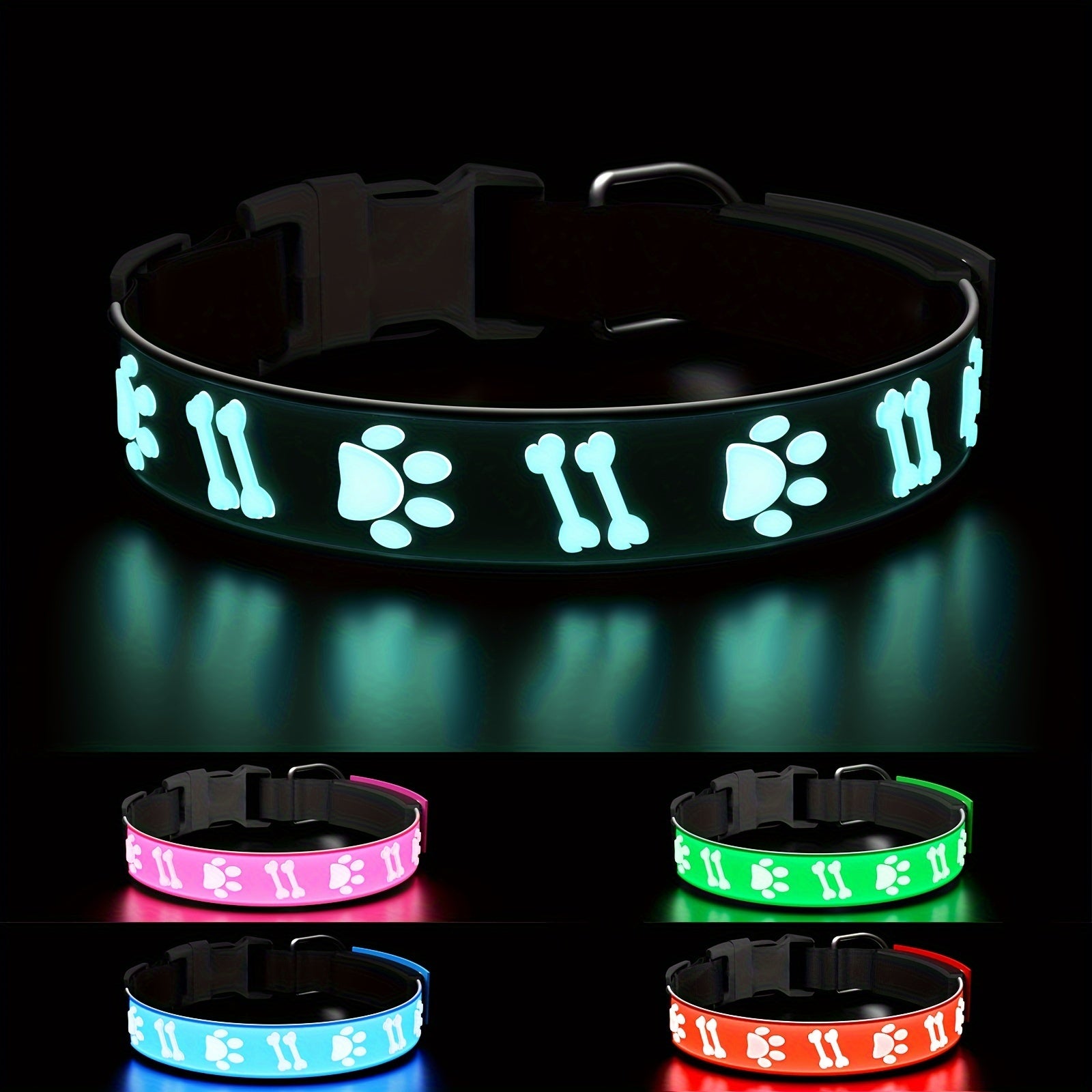 USB-Rechargeable LED Dog Collar with 15 Light Modes