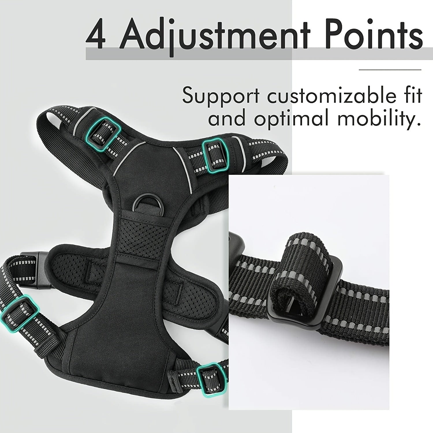 Adjustable No-Pull Dog Harness with Padded Vest and Dual Leash Clips