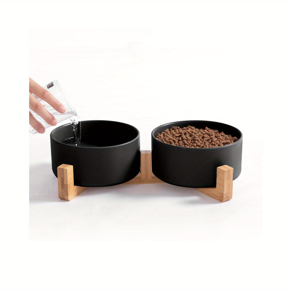 Non-Slip Ceramic Double Pet Food Bowl for Cats and Dogs