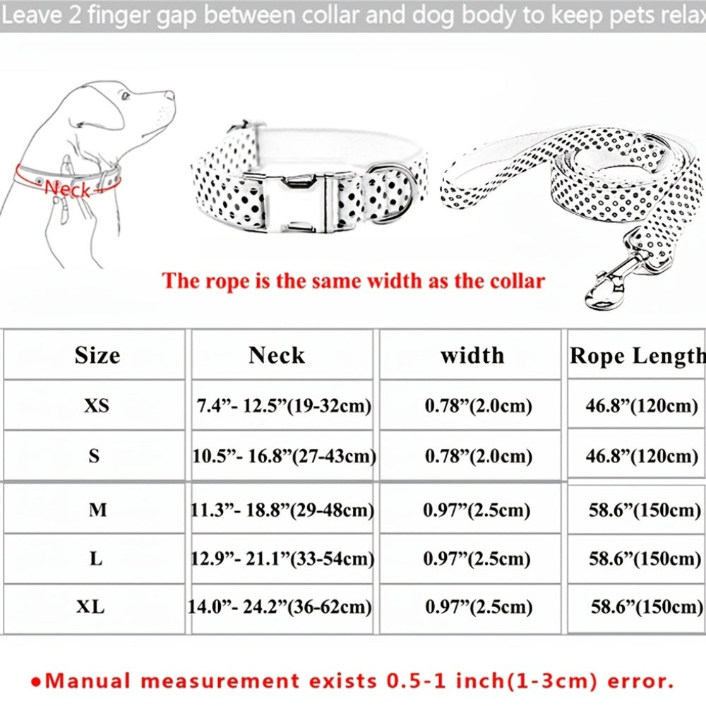 Personalized Pet Collar with Adjustable Fit, Custom ID Name Tag & Secure Metal Buckle