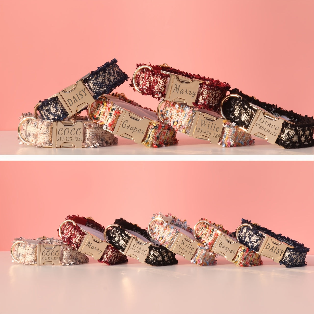Personalized Pet Collar with Adjustable Fit, Custom ID Name Tag & Secure Metal Buckle