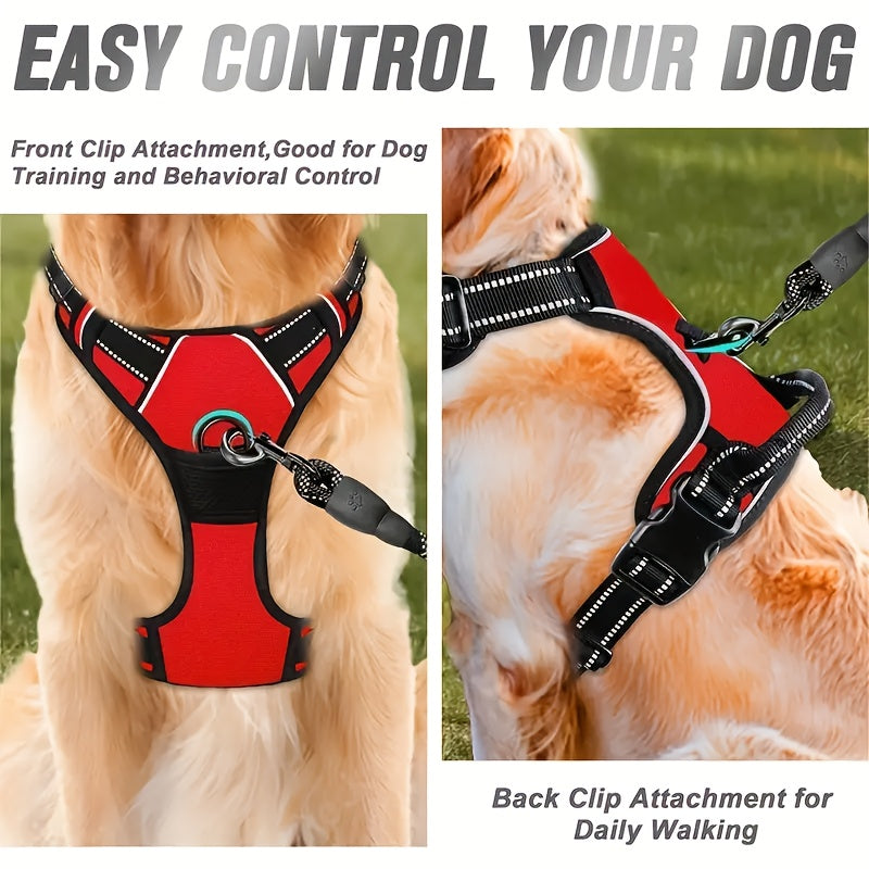 Adjustable No-Pull Dog Harness with Padded Vest and Dual Leash Clips