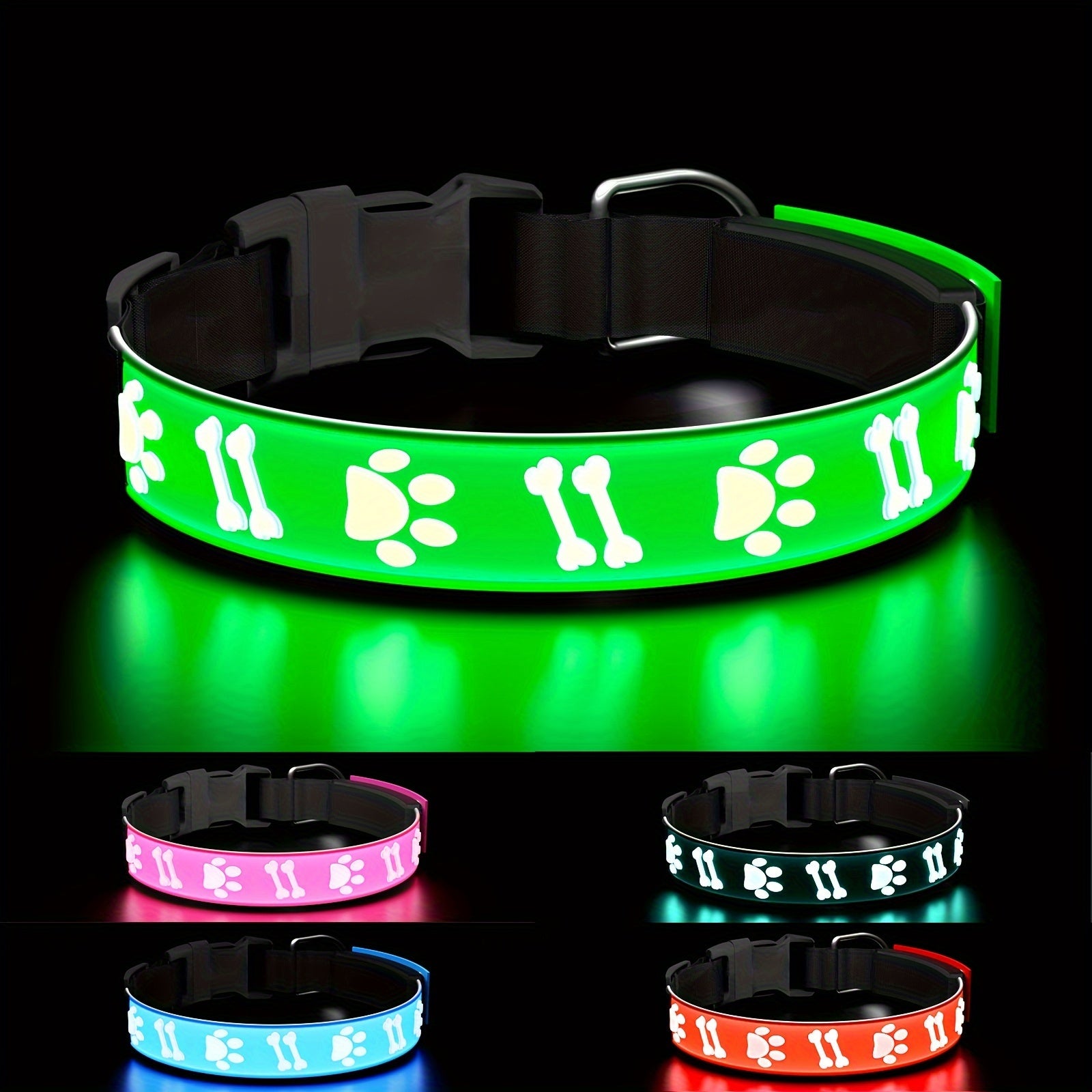 USB-Rechargeable LED Dog Collar with 15 Light Modes