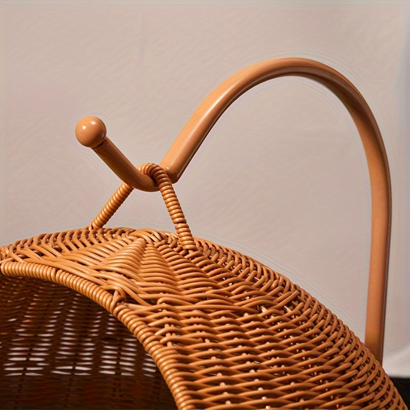 Vintage Style Rattan Woven Pet Hammock with Removable Cushion