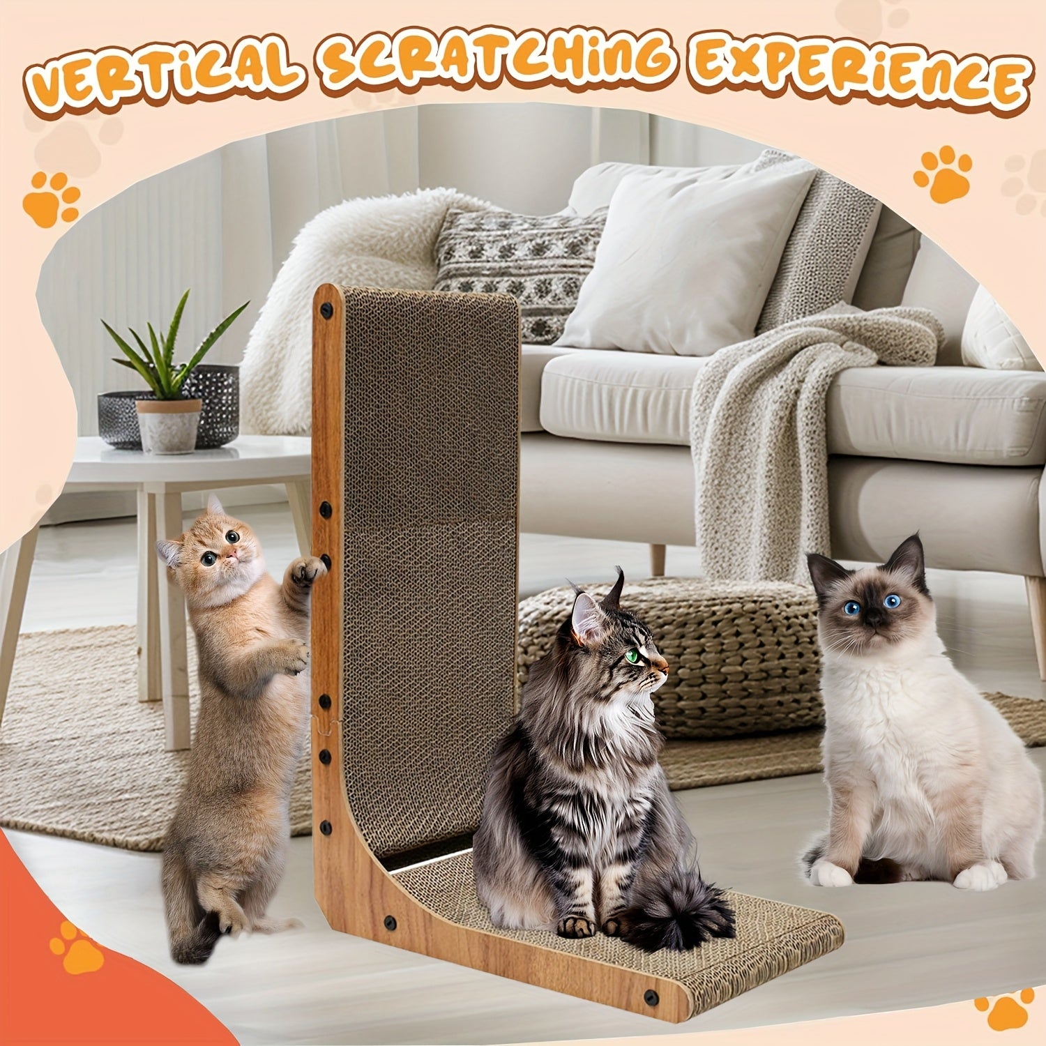Large Vertical L Shape Cat Scratcher for Indoor Cats