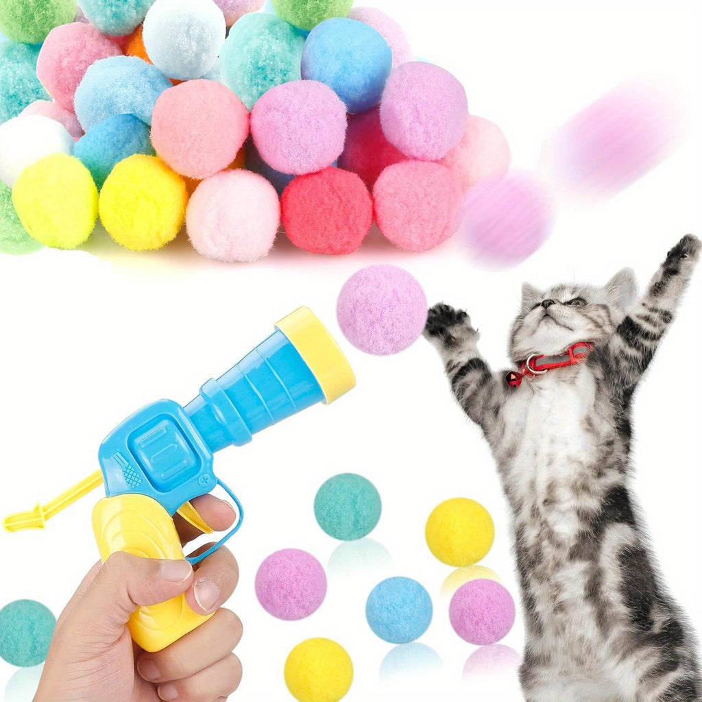 31pcs Cat Ball Toy Launcher Gun