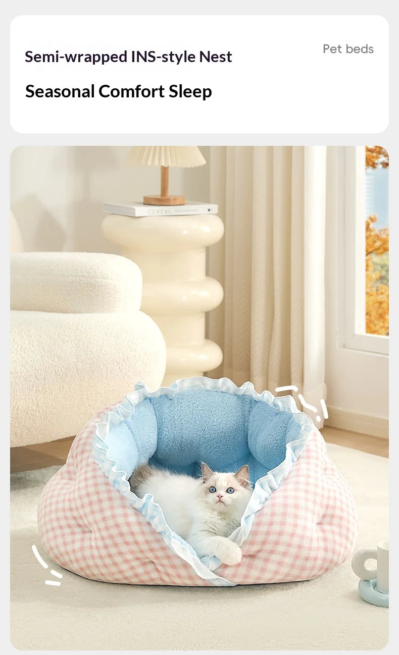 Cat mats cat beds semi-enclosed cat sofa beds for winter warmth dog beds pet houses pet supplies dog house
