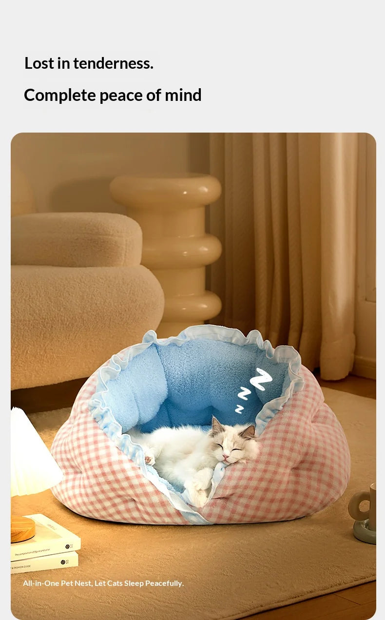 Cat mats cat beds semi-enclosed cat sofa beds for winter warmth dog beds pet houses pet supplies dog house