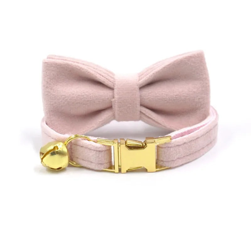 Cat Dog Collars Decorate Bow Around Neck Solid Color Puppy Chihuahua Collars Adjustable Safety Buckle Bow Tie Pets Accessories