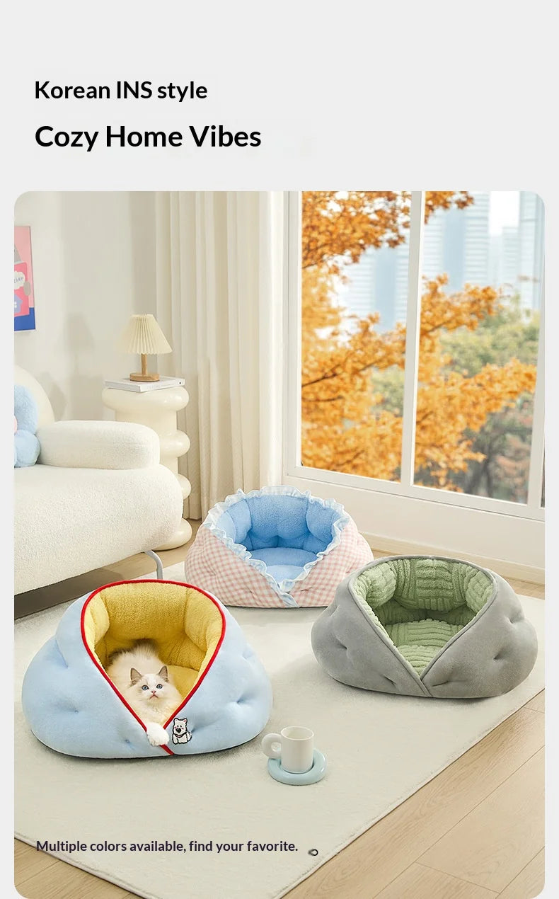Cat mats cat beds semi-enclosed cat sofa beds for winter warmth dog beds pet houses pet supplies dog house