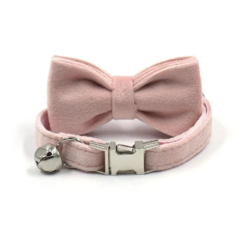 Cat Dog Collars Decorate Bow Around Neck Solid Color Puppy Chihuahua Collars Adjustable Safety Buckle Bow Tie Pets Accessories