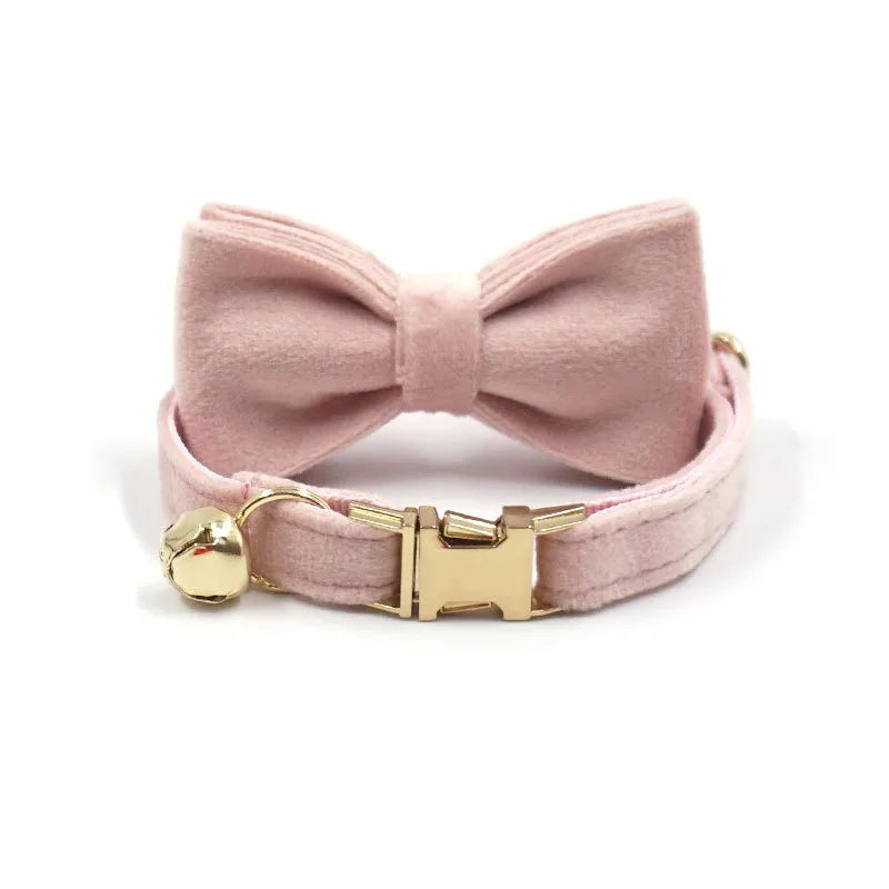 Cat Dog Collars Decorate Bow Around Neck Solid Color Puppy Chihuahua Collars Adjustable Safety Buckle Bow Tie Pets Accessories