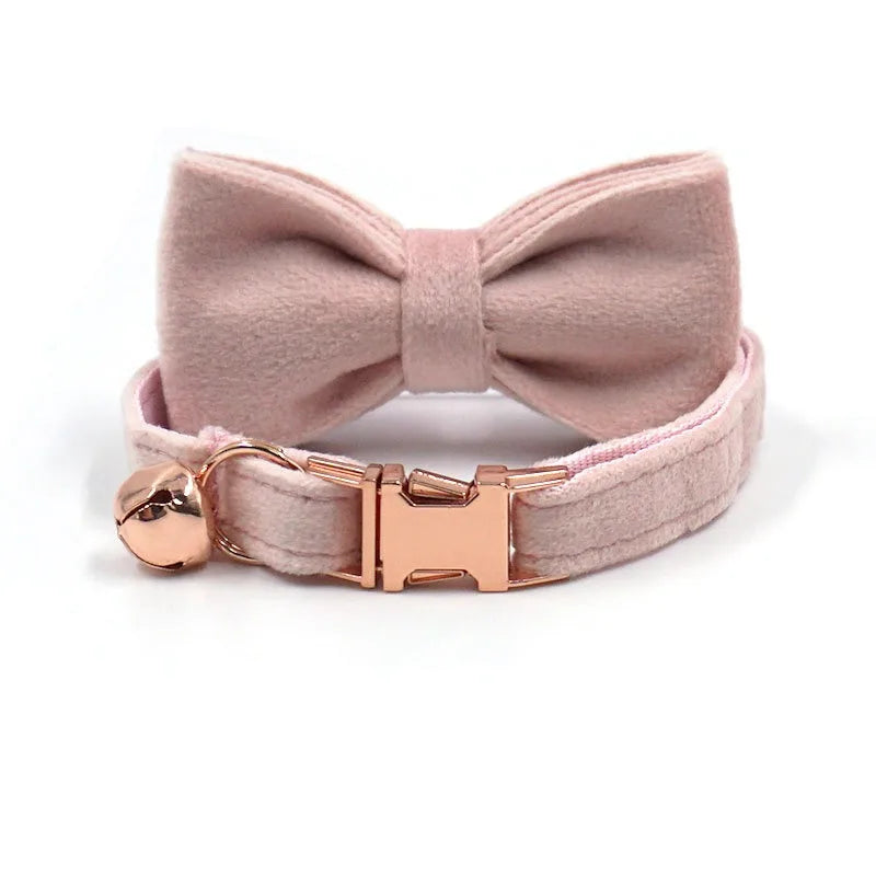 Cat Dog Collars Decorate Bow Around Neck Solid Color Puppy Chihuahua Collars Adjustable Safety Buckle Bow Tie Pets Accessories