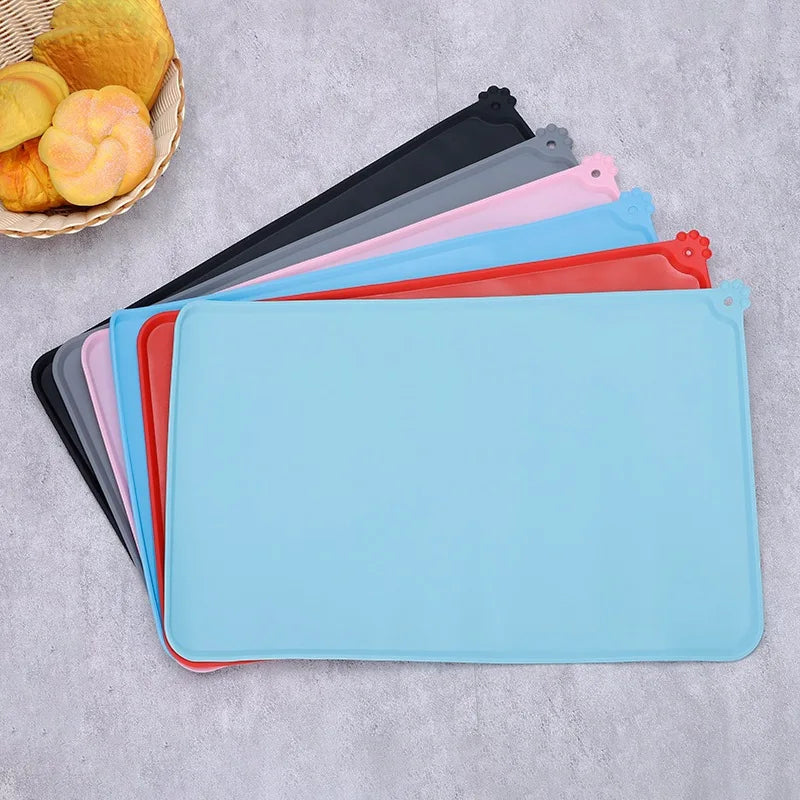 Cat Dog Food Mat For Pet Feeding Bowl Floors Waterproof Non Slip, Silicone Pet Bowl Mat - High-Lipped, Non-Stick, Waterproof Pad