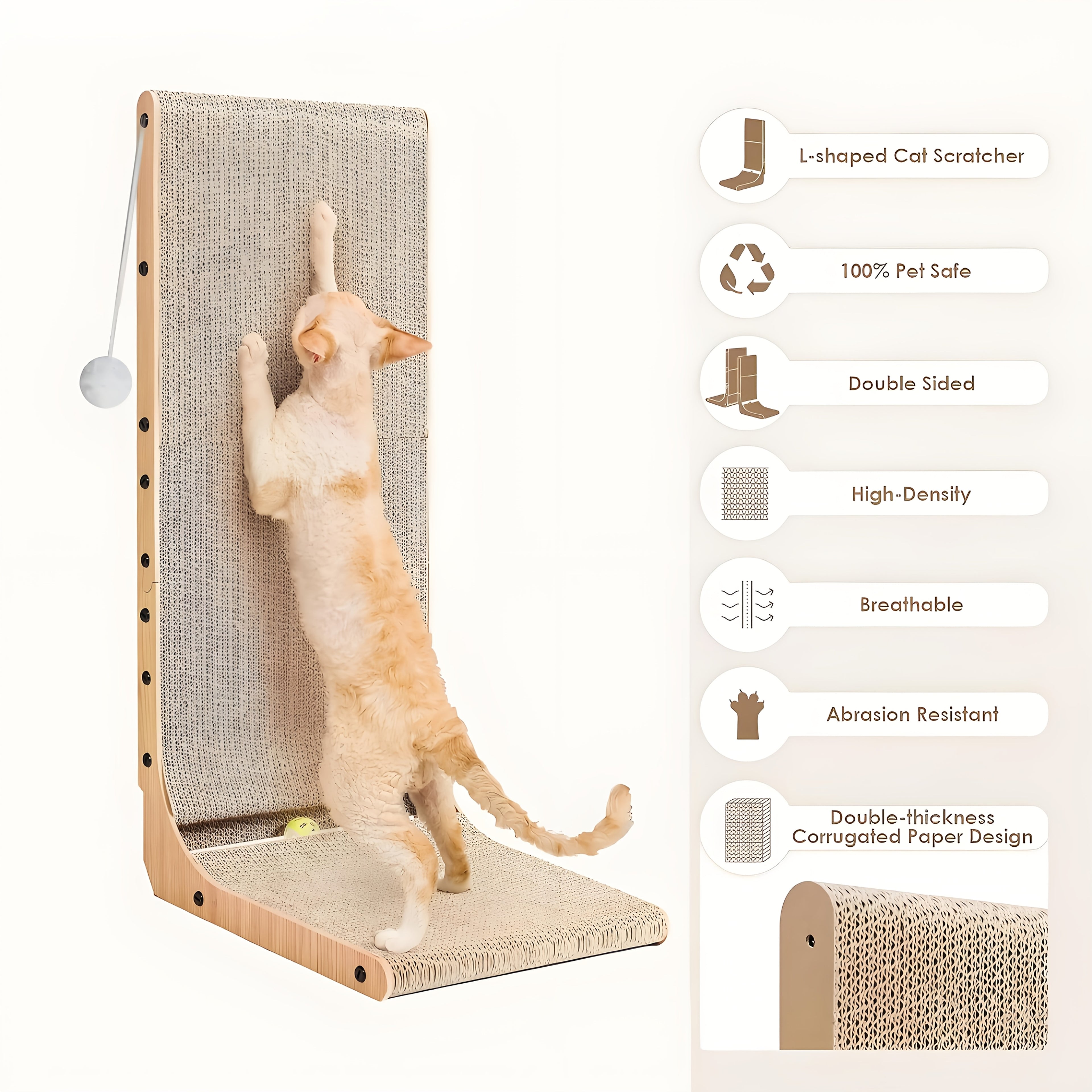 Large Vertical L Shape Cat Scratcher for Indoor Cats