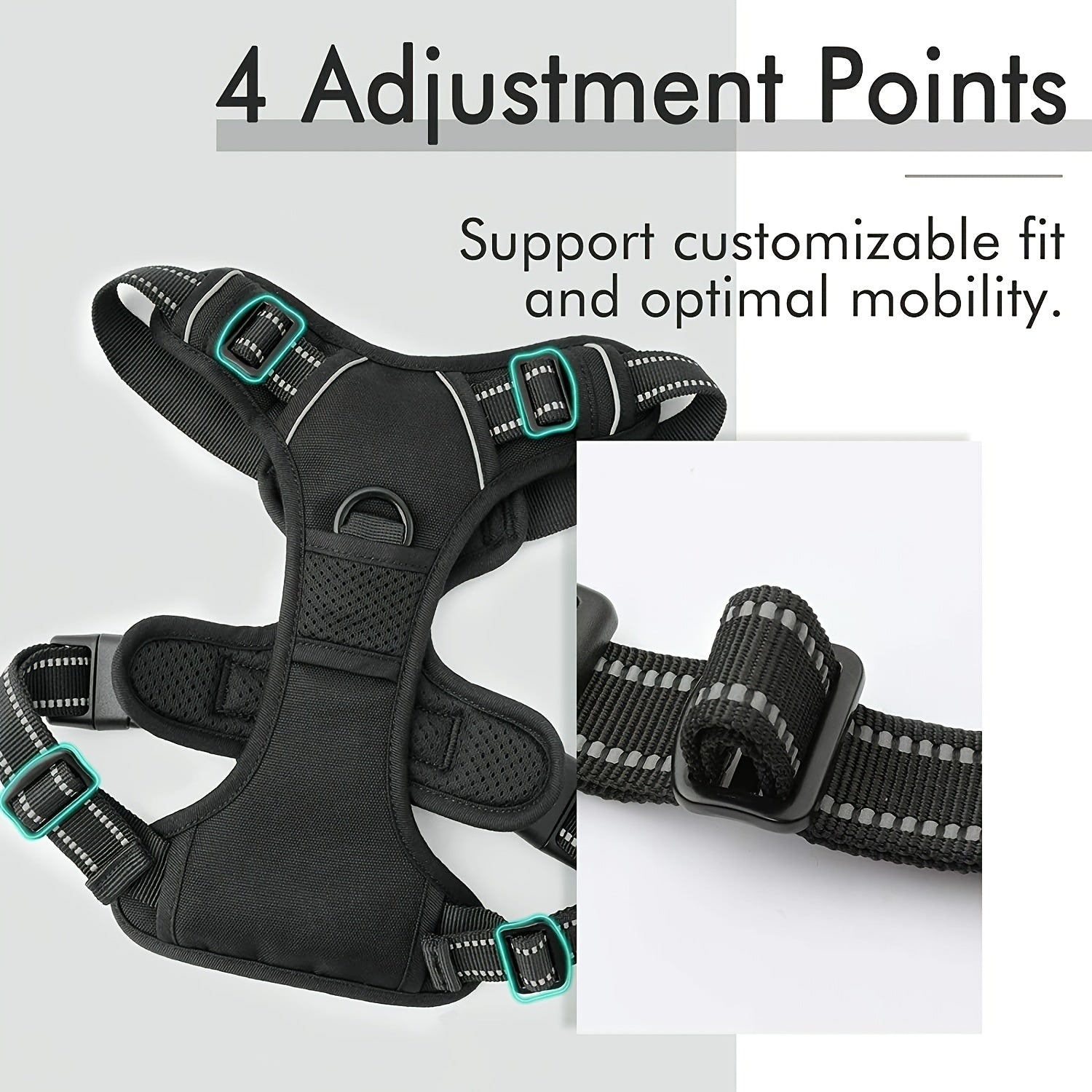 Adjustable No-Pull Dog Harness with Padded Vest and Dual Leash Clips