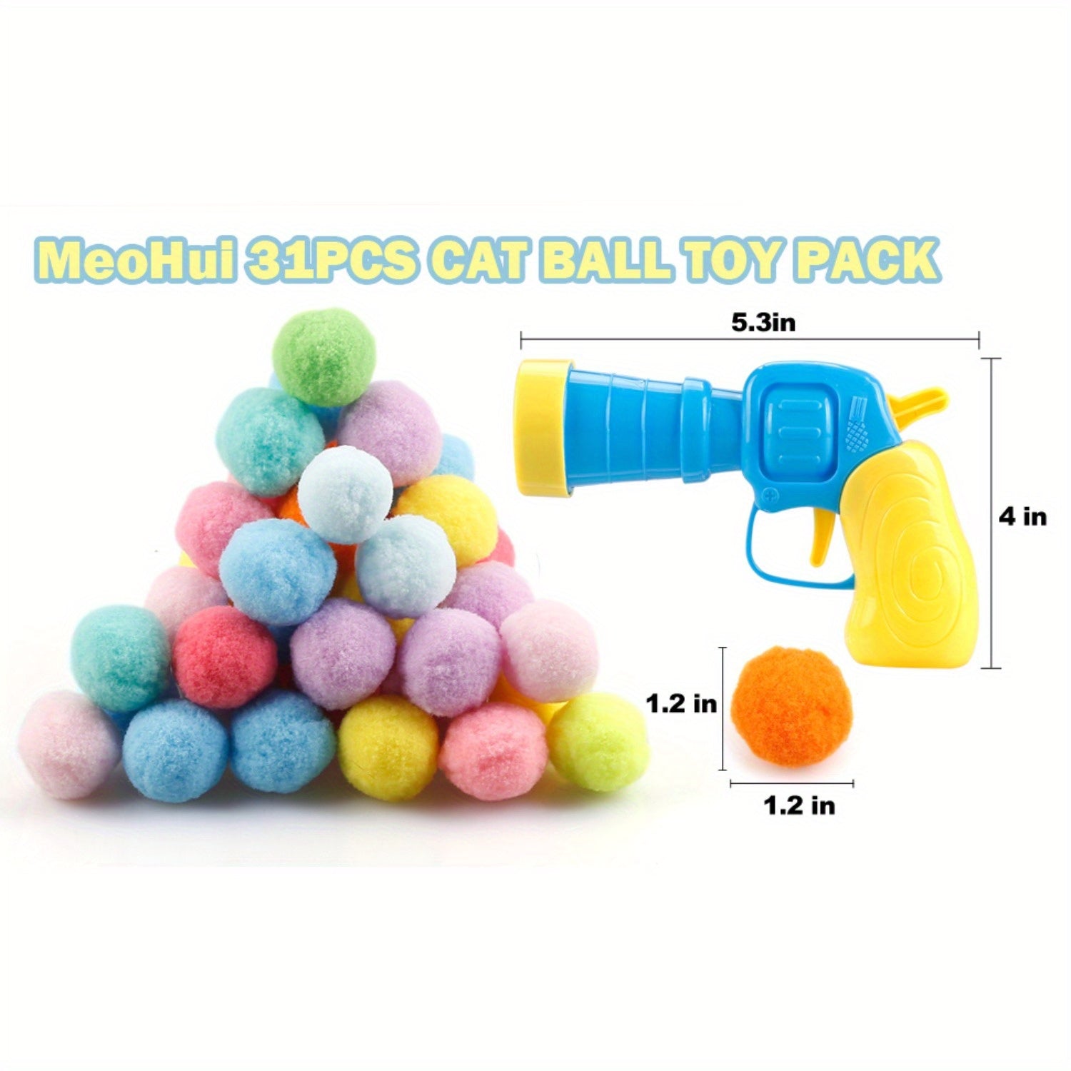 31pcs Cat Ball Toy Launcher Gun