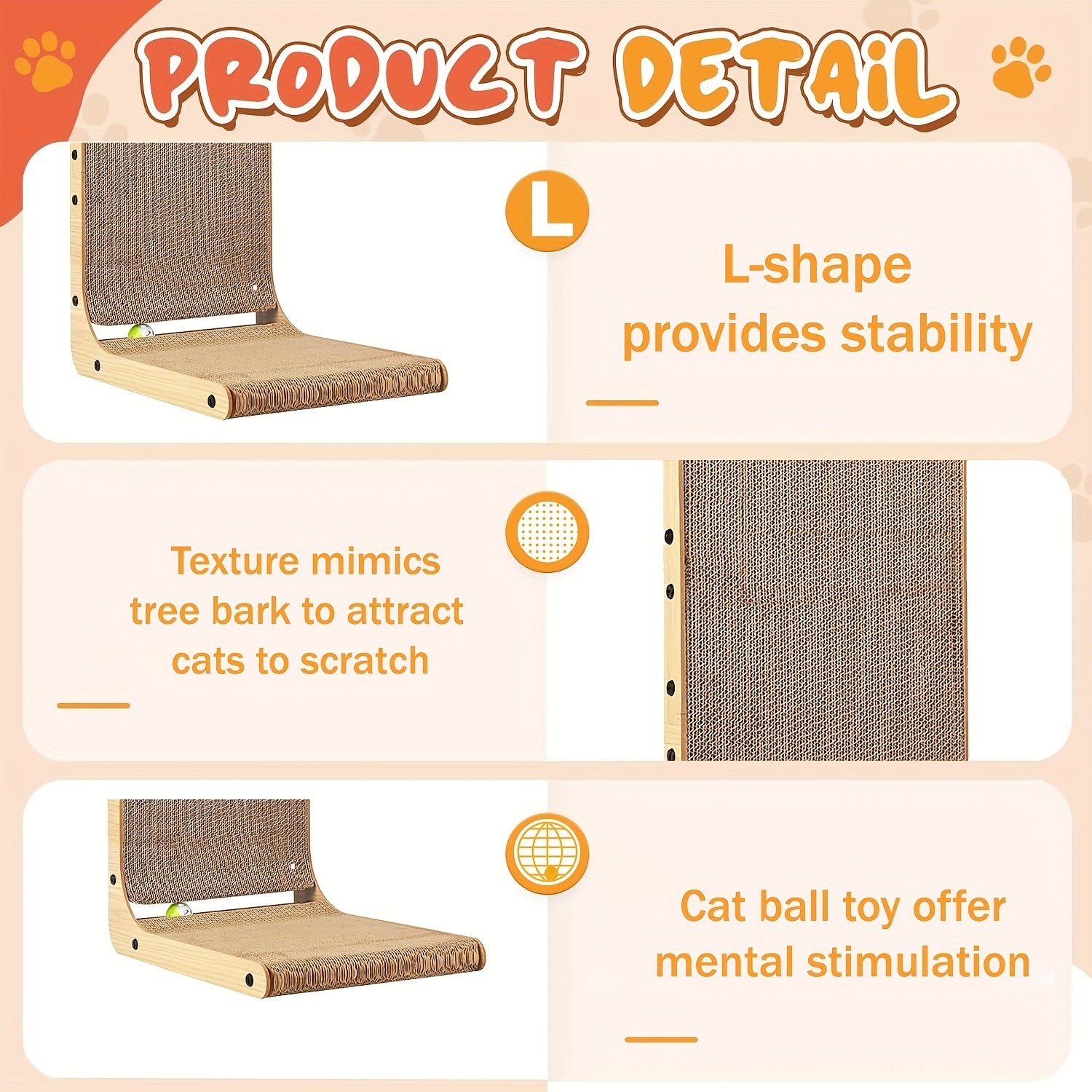 Large Vertical L Shape Cat Scratcher for Indoor Cats