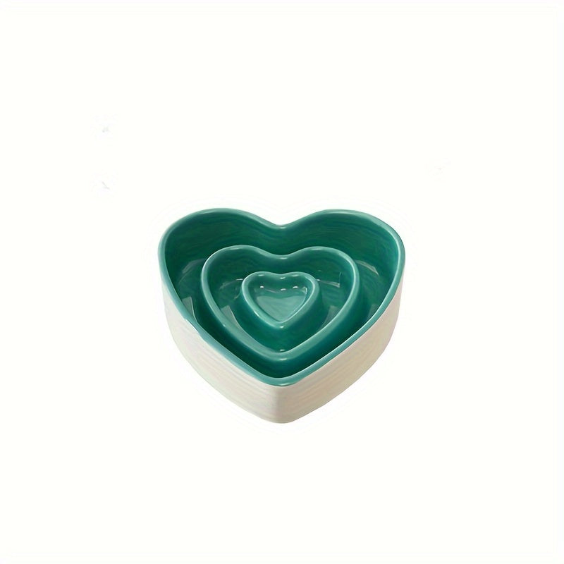 Ceramic Heart-Shaped Slow Feeder Dog Bowl