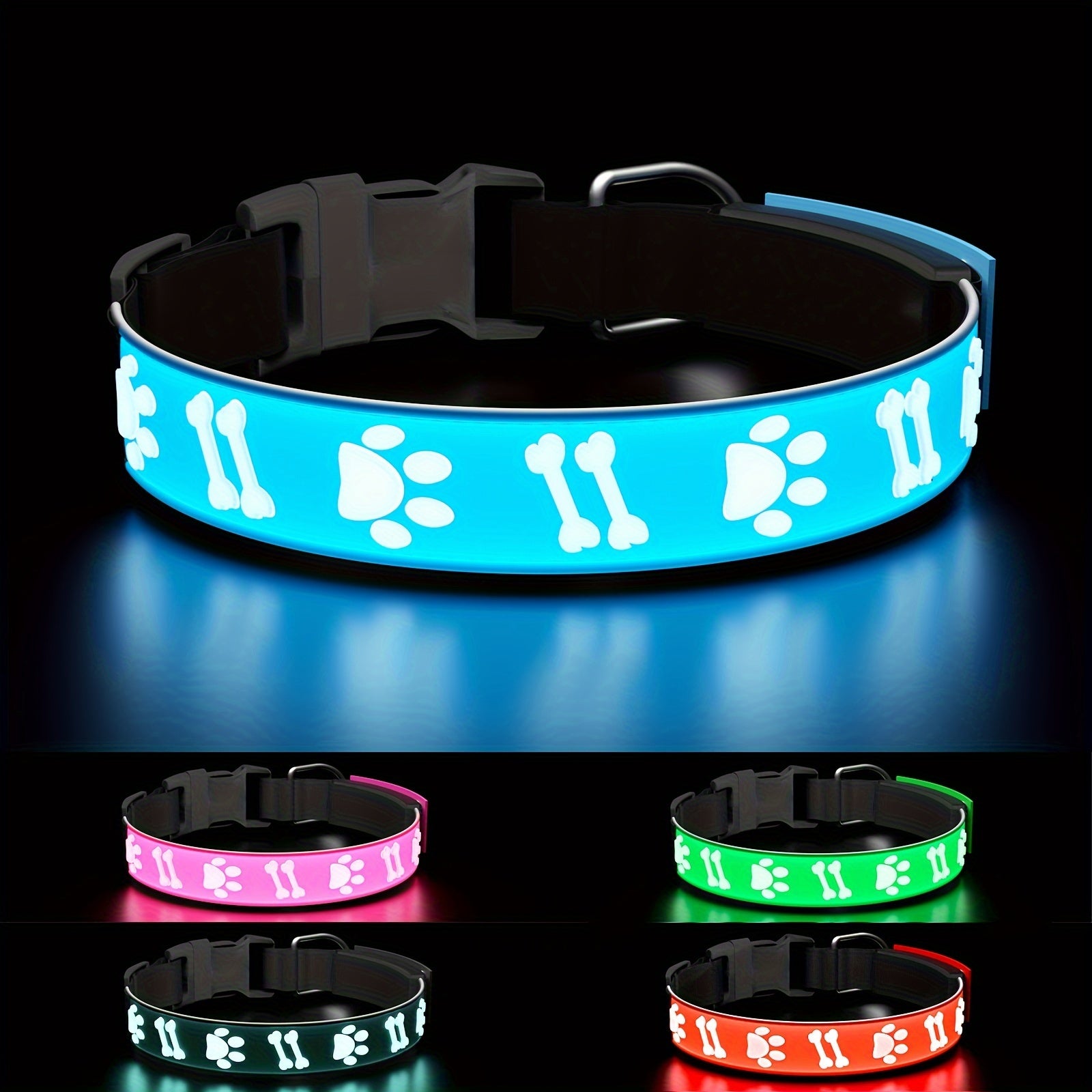 USB-Rechargeable LED Dog Collar with 15 Light Modes