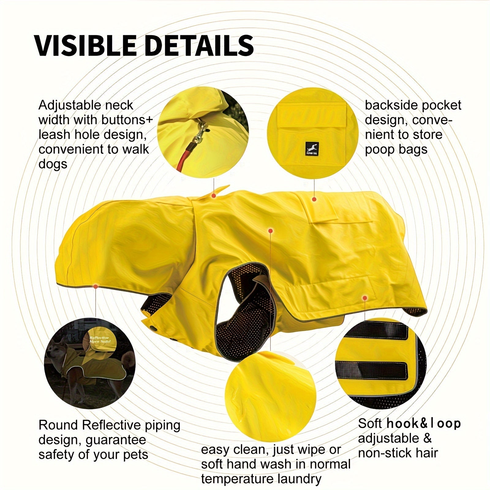 Dog Raincoat, Easy Wear For Small Medium Large Dogs