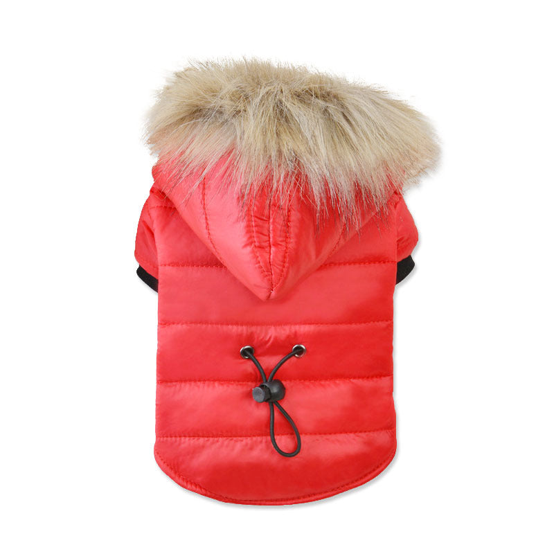 Winter Dog Coat with Hood & Fur Collar