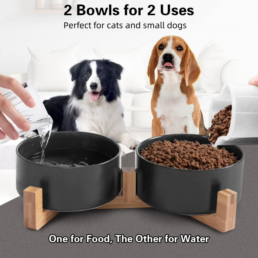Non-Slip Ceramic Double Pet Food Bowl for Cats and Dogs