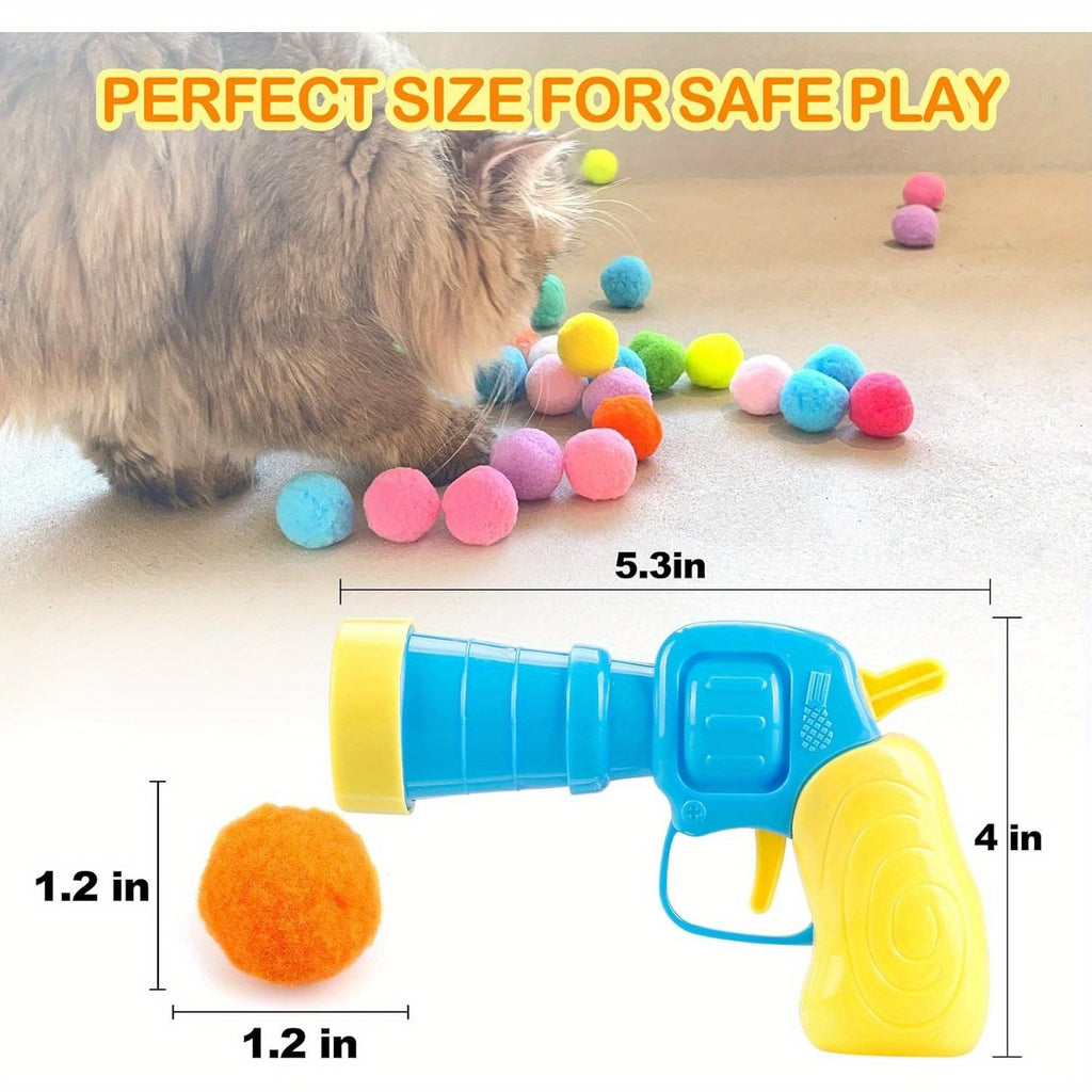 31pcs Cat Ball Toy Launcher Gun