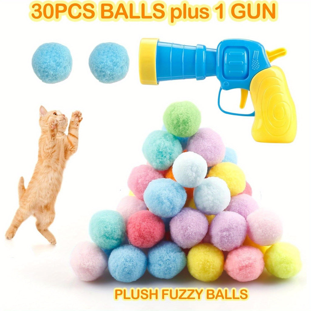 31pcs Cat Ball Toy Launcher Gun