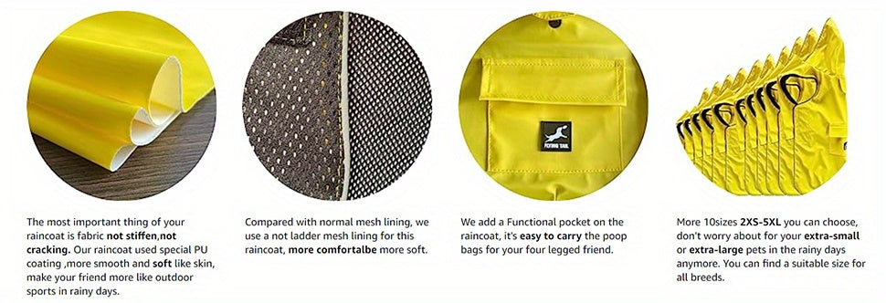 Dog Raincoat, Easy Wear For Small Medium Large Dogs