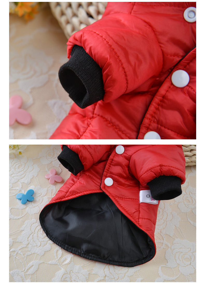 Winter Dog Coat with Hood & Fur Collar