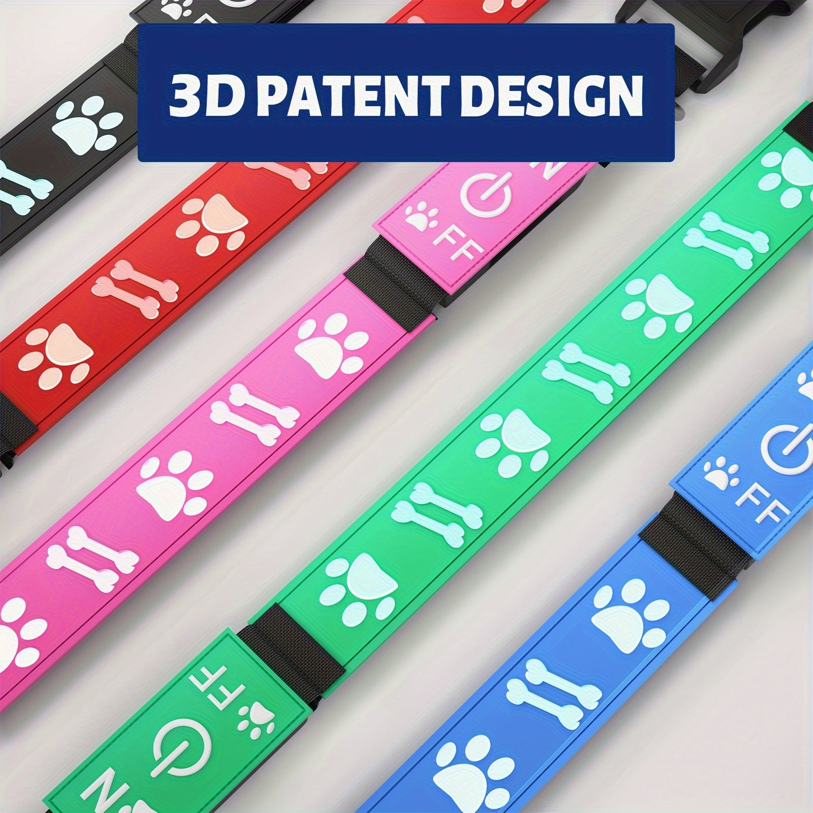 USB-Rechargeable LED Dog Collar with 15 Light Modes