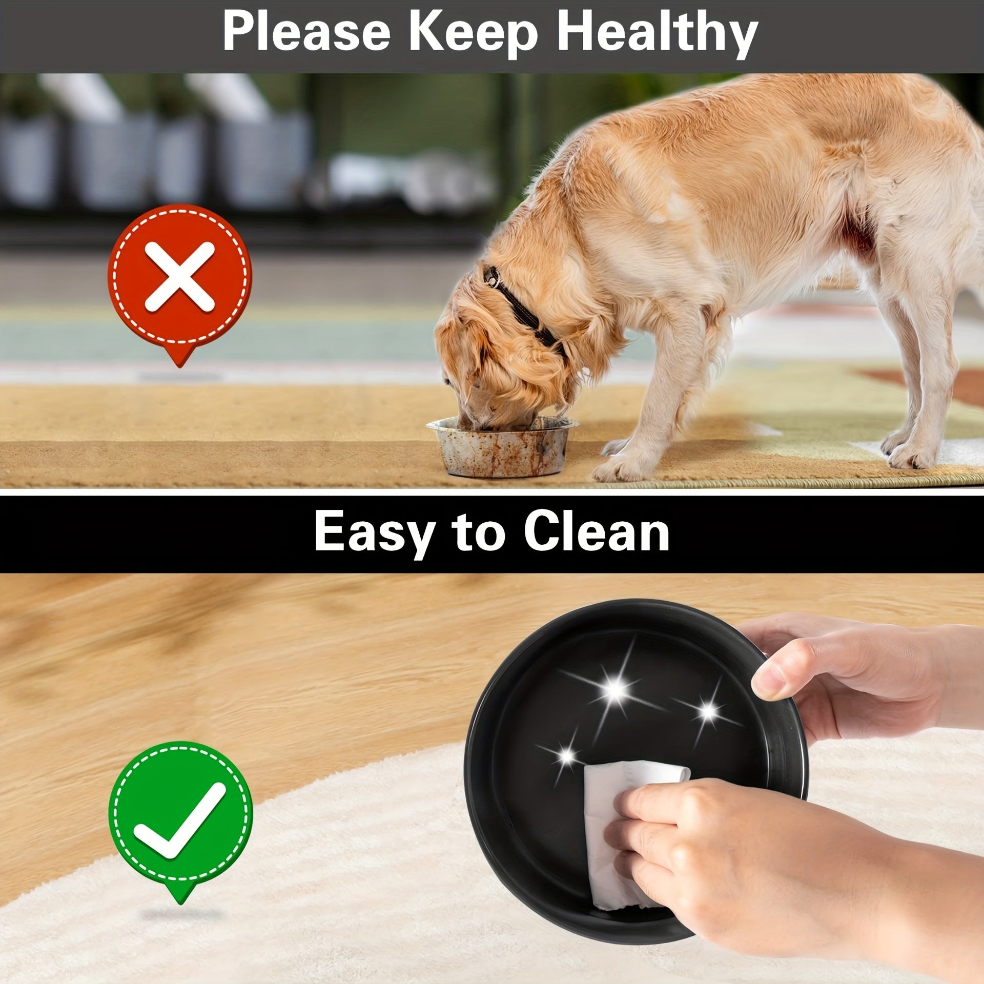 Non-Slip Ceramic Double Pet Food Bowl for Cats and Dogs