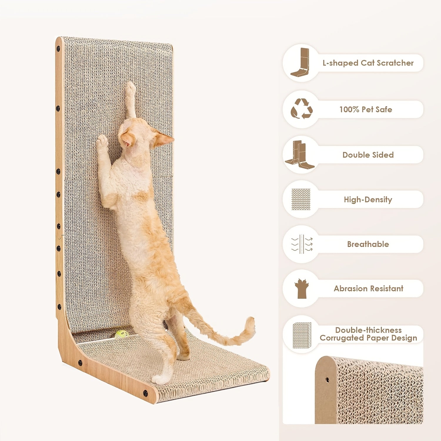 Large Vertical L Shape Cat Scratcher for Indoor Cats